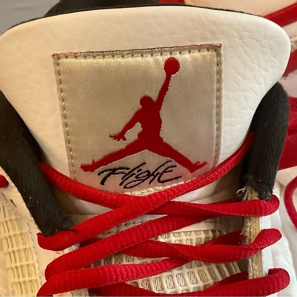 Nike Air Jordan 4 Retro White/Red (Fire Red Style) – Men’s 7.5
